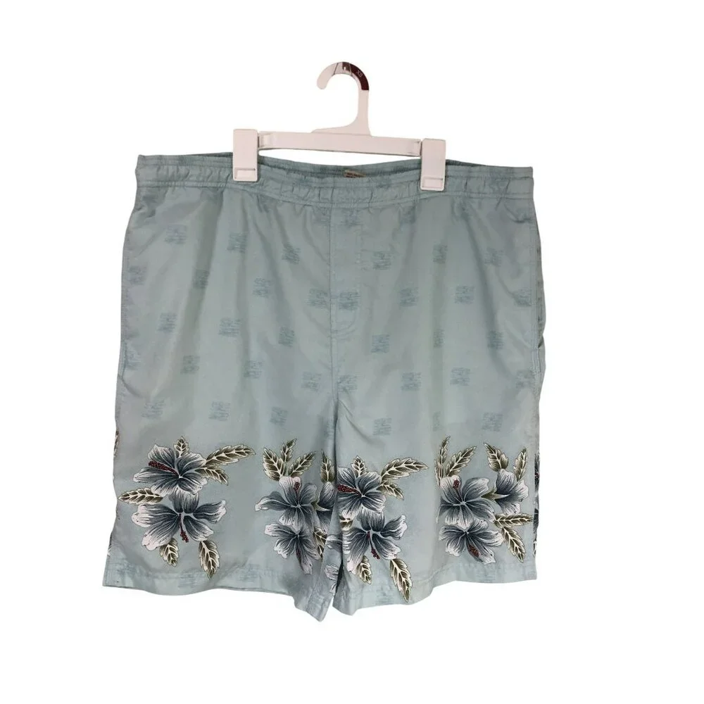 Coconut pier Collection Hawaiian Floral Swim Elastic Waist Drawstring Lining Sz
